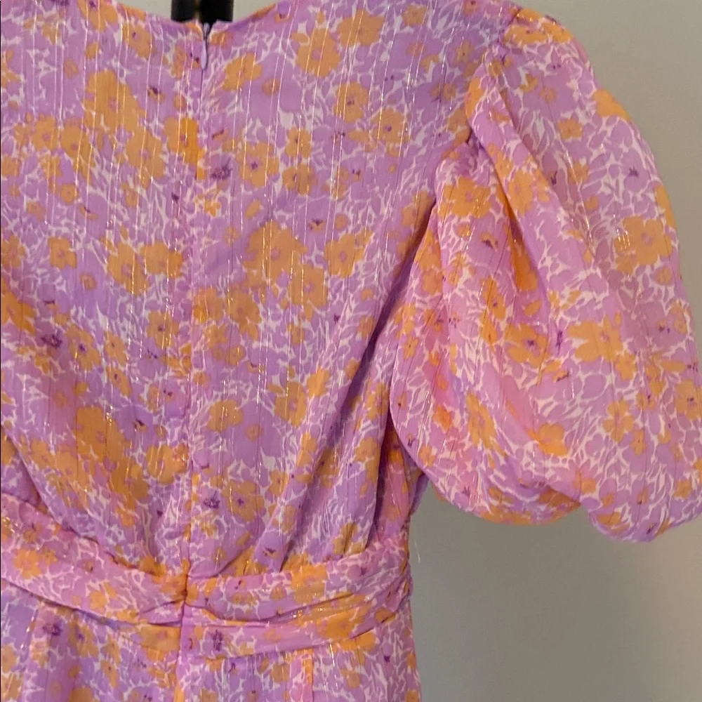 Nasty Gal Floral Puff Sleeve v neck Romper size 6 new with tag - Picture 11 of 12